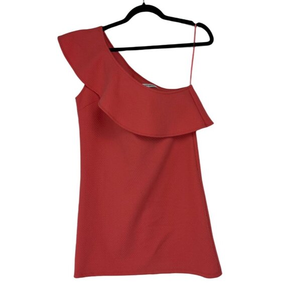 Cupcakes & Cashmere Women's Size S One Shoulder Ruffle Sheath Mini Dress Coral - Picture 5 of 10